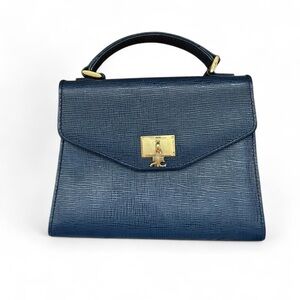Vintage Courreges navy blue leather handbag
